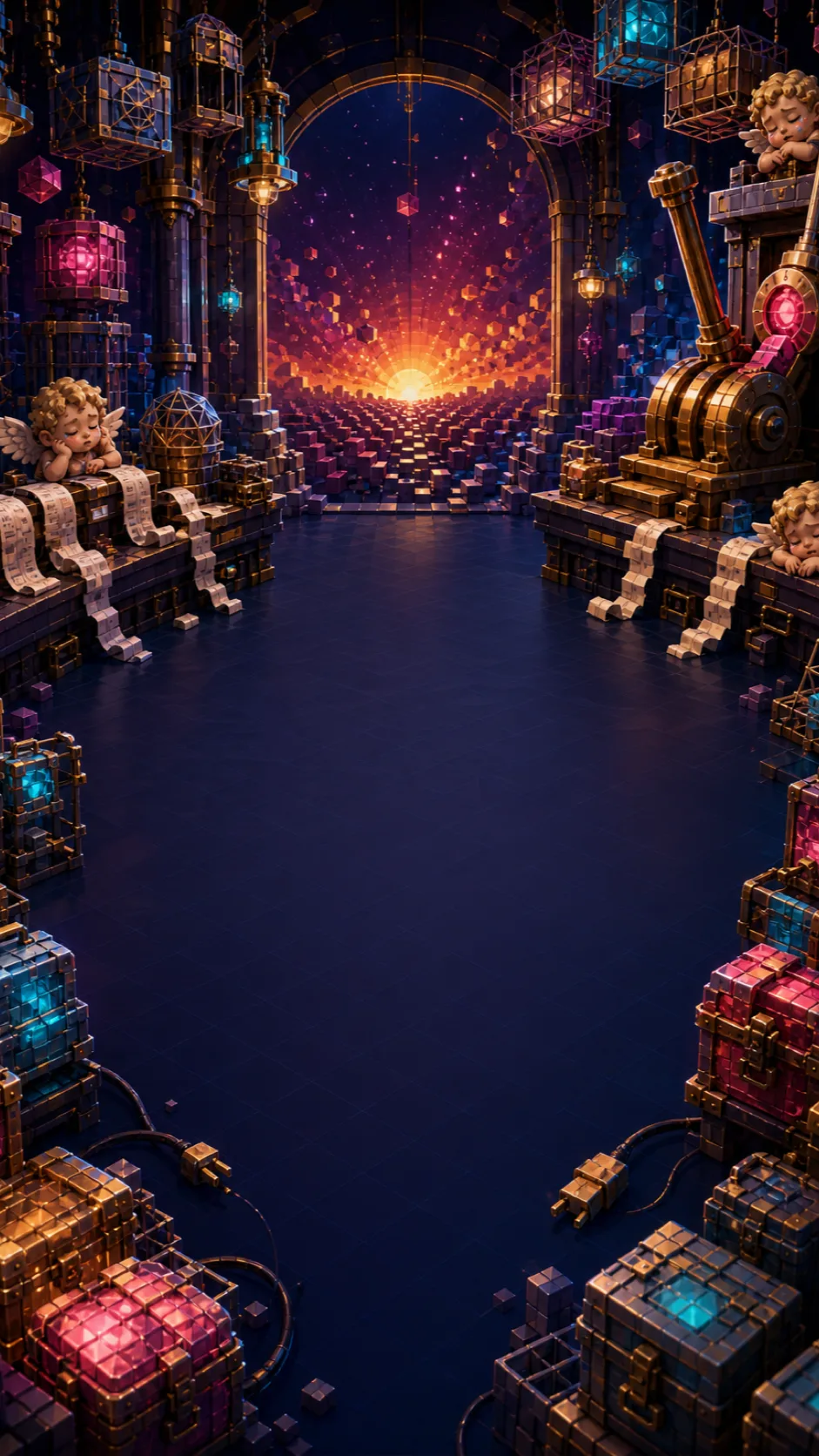 The cosmic Eternity Exit Lounge world in Tiny Gods
